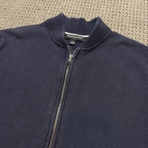 Banana Republic Mens Full Zip Navy Sweater Jacket Size L Classic Grandpa Stripe